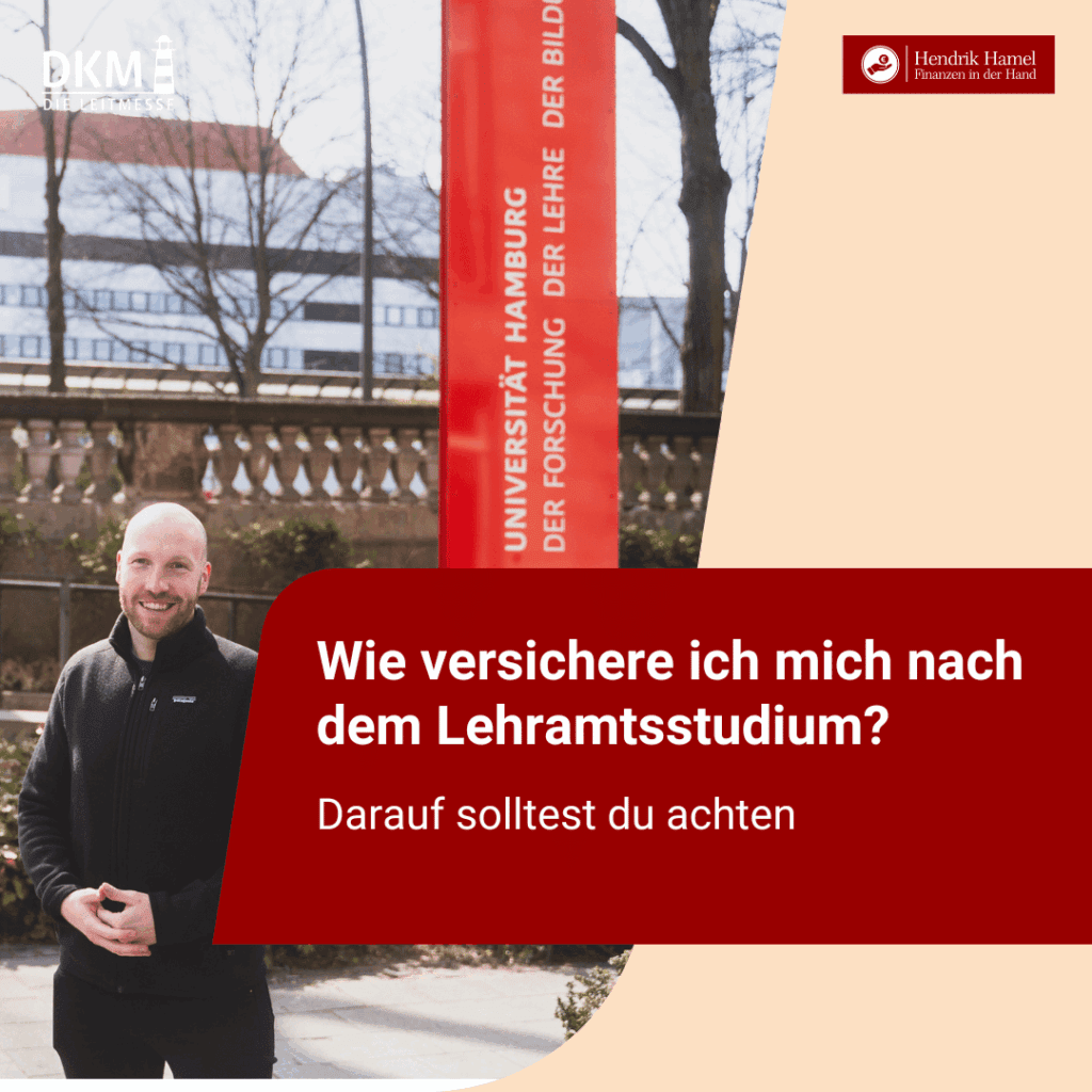 Hendrik Hamel vor der Universität Hamburg – Thema: Welche Versicherungen sind nach dem Lehramtsstudium wichtig?