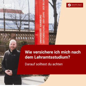 Hendrik Hamel vor der Universität Hamburg – Thema: Welche Versicherungen sind nach dem Lehramtsstudium wichtig?