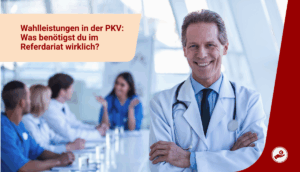 Arzt im Krankenhaus erklärt Wahlleistungen in der privaten Krankenversicherung für Referendar*innen.