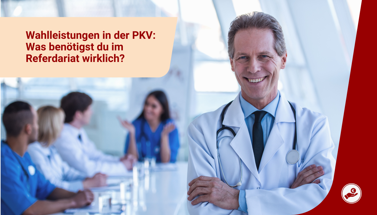 Arzt im Krankenhaus erklärt Wahlleistungen in der privaten Krankenversicherung für Referendar*innen.