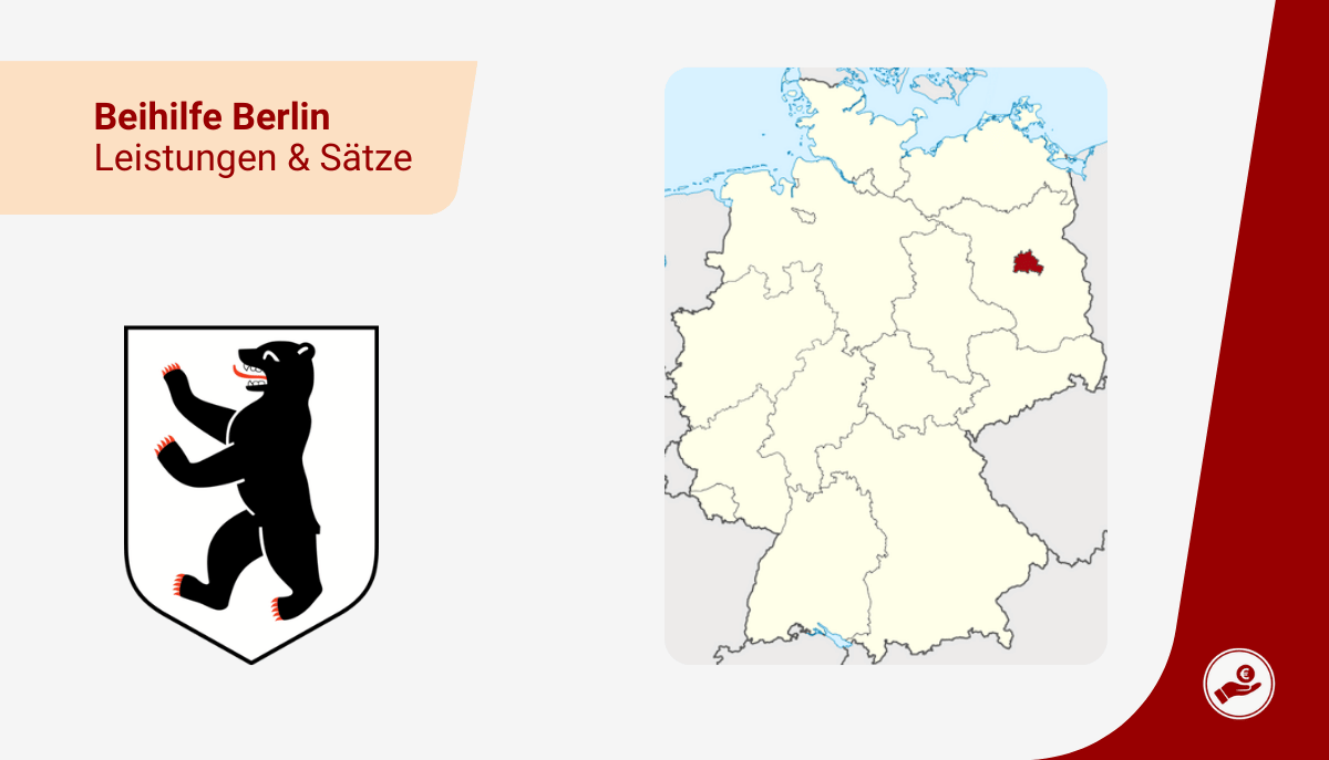 Karte von Deutschland mit markiertem Bundesland Berlin zur Beihilfe 2026 für Beamte und Lehrer.