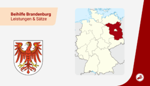 Karte von Deutschland mit markiertem Bundesland Brandenburg zur Beihilfe 2026 für Beamte und Lehrer.