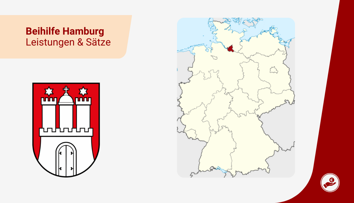 Karte von Deutschland mit markiertem Bundesland Hamburg zur Beihilfe 2026 für Beamte und Lehrer.