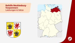 Karte von Deutschland mit markiertem Bundesland Mecklenburg-Vorpommern zur Beihilfe 2026 für Beamte und Lehrer.