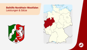Karte von Deutschland mit markiertem Bundesland NRW zur Beihilfe 2026 für Beamte und Lehrer.