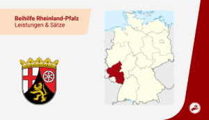 Karte von Deutschland mit markiertem Bundesland Rheinland-Pfalz zur Beihilfe 2026 für Beamte und Lehrer.