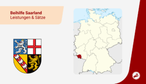 Karte von Deutschland mit markiertem Bundesland Saarland zur Beihilfe 2026 für Beamte und Lehrer.