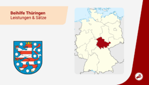 Karte von Deutschland mit markiertem Bundesland Thüringen zur Beihilfe 2026 für Beamte und Lehrer.
